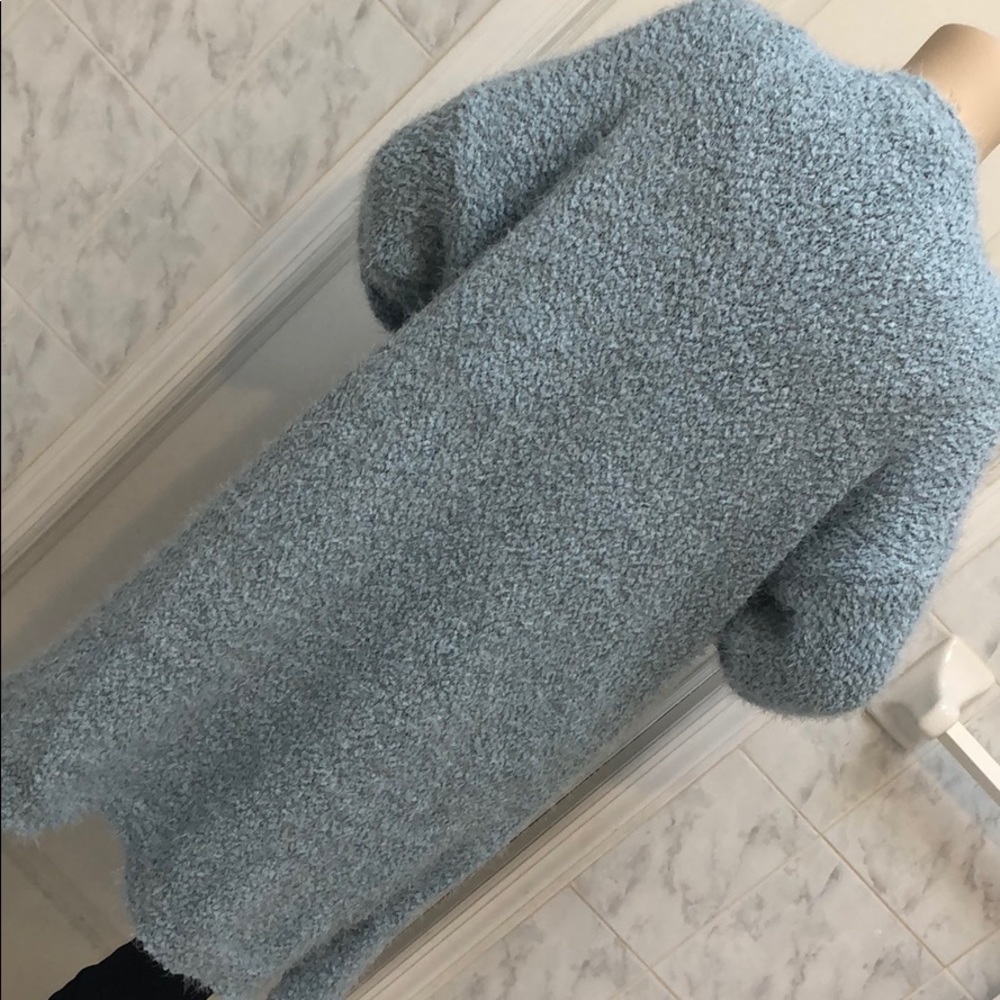 SKY BLUE OVERSIZED FUZZY CARDIGAN/ SWEATER - Picture 7 of 8